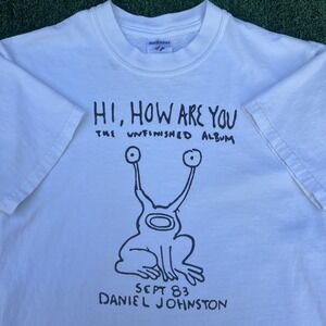 VTG Daniel Johnston T-Shirt Mens Small White Hi, How Are You Nirvana Kurt Y2K
